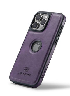 DGMING Case Cover Premium Leather Back with Logo CutOut Shockproof Compatible with Iphone 16 Pro Max (Purple)  - Image 1