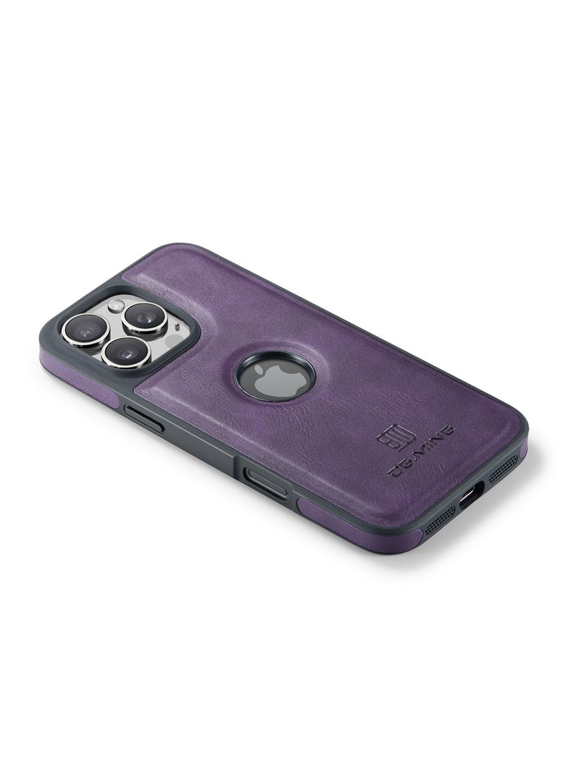 DGMING Case Cover Premium Leather Back with Logo CutOut Shockproof Compatible with Iphone 16 Pro Max (Purple)  - Image 3