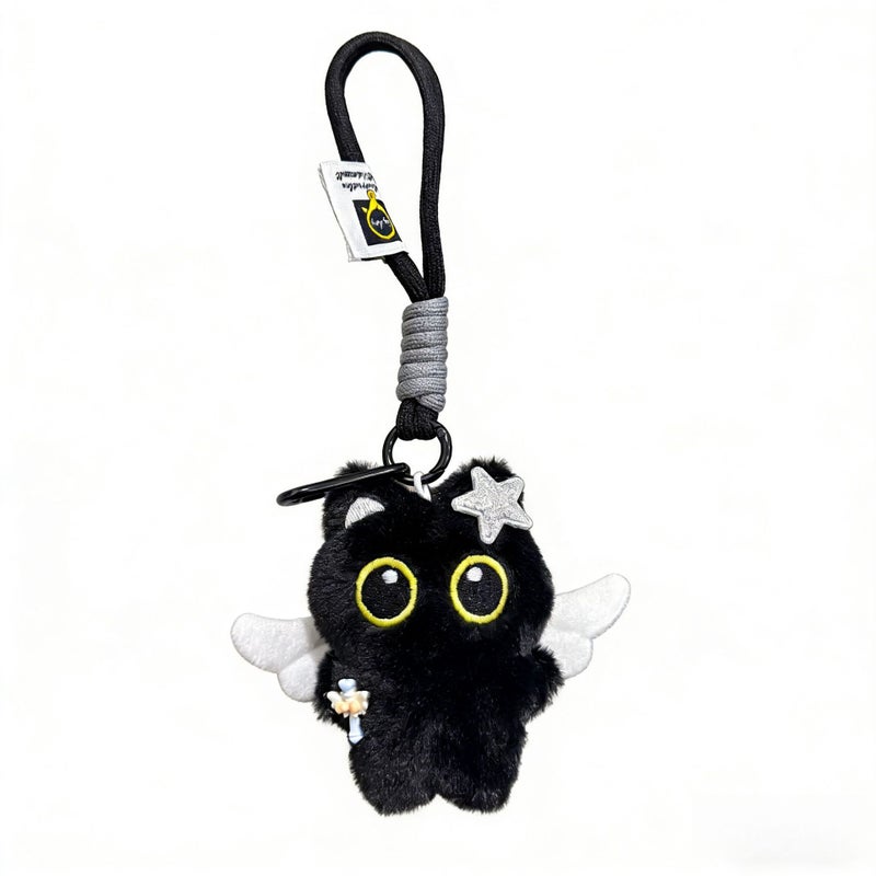 Black Cat Angel Fairy Plush Pendant with Ghost Wings - Image 4