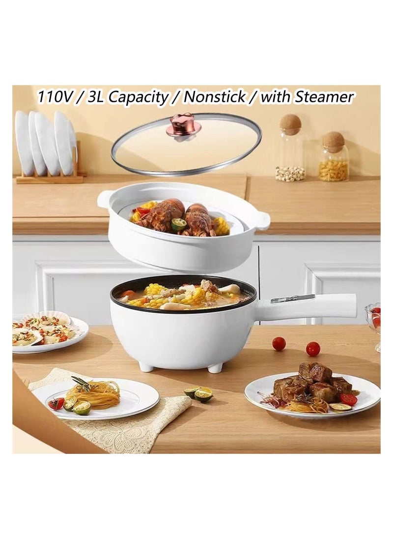 GGEROU 3L Electric Hot Pot with Steamer and Temperature Control,Non-Stick Electric Cooker  - Image 3