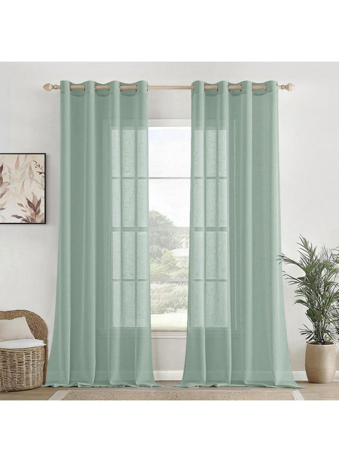 HOMEMONDE Transparent Sheer Cotton Curtains Window 5 Feet Solid Texture Drapes Panels with Stainless Steel Top Eyelets - (Silver Grey - 60 Inches) - Image 1