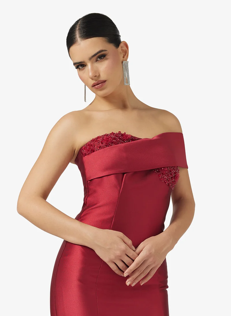 Namshi x Off Shoulder Jewel Embellished Mermaid Gown