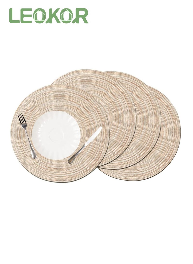 LEOKOR 4 Pack Round Woven Heat Resistant and Anti-Skid Table Mats Kitchen Table Place Mats - Image 1