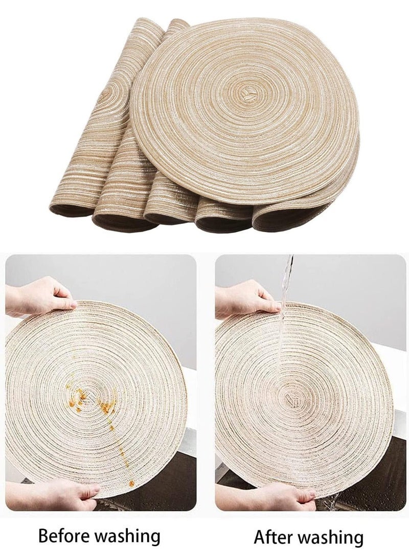 LEOKOR 4 Pack Round Woven Heat Resistant and Anti-Skid Table Mats Kitchen Table Place Mats - Image 5