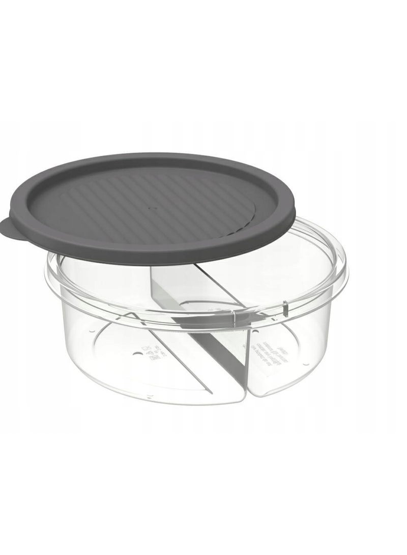 Smart Food Storage Container 600ml with Two Compartments, Airtight Lid, Clear Plastic Divided Meal Prep Container for Fruits, Vegetables, Snacks, Lunch Box, Reusable BPA-Free Food Organizer for Fridge, Kitchen, Freezer, Fresh Food Keeper, Portable Divided Storage Bowl for School, Work, Travel, Meal Prep and Refrigerator Organization - Image 3