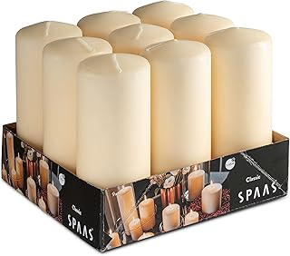 Tribello SPAAS Ivory Pillar Candles - 9 Pack | 6 Inch Large Ivory Dripless Pillar Candles | Long Burning Unscented - Image 1