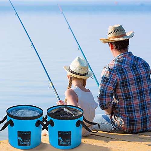 AUTODECO 2 Pack Collapsible Bucket 5 Gallon Container Folding Water Bucket Portable Wash Basin for Outdoor Travelling Camping Fishing Gardening Car Washing Blue 20L - Image 5