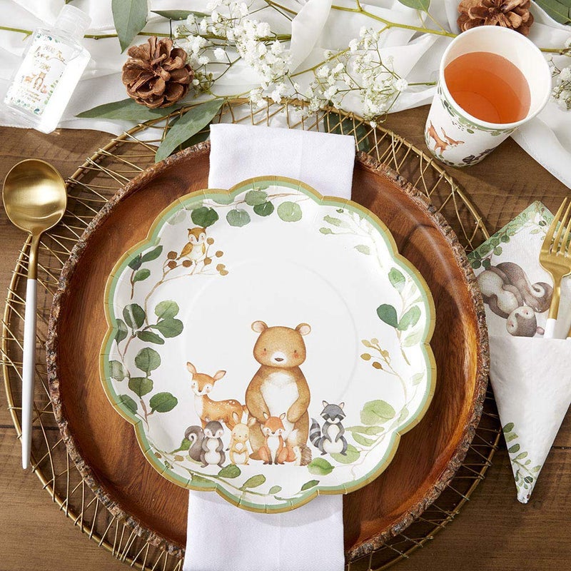 Kate Aspen Woodland Baby Shower 9 Inch 9 in Decorative Premium Paper Plates Set of 16