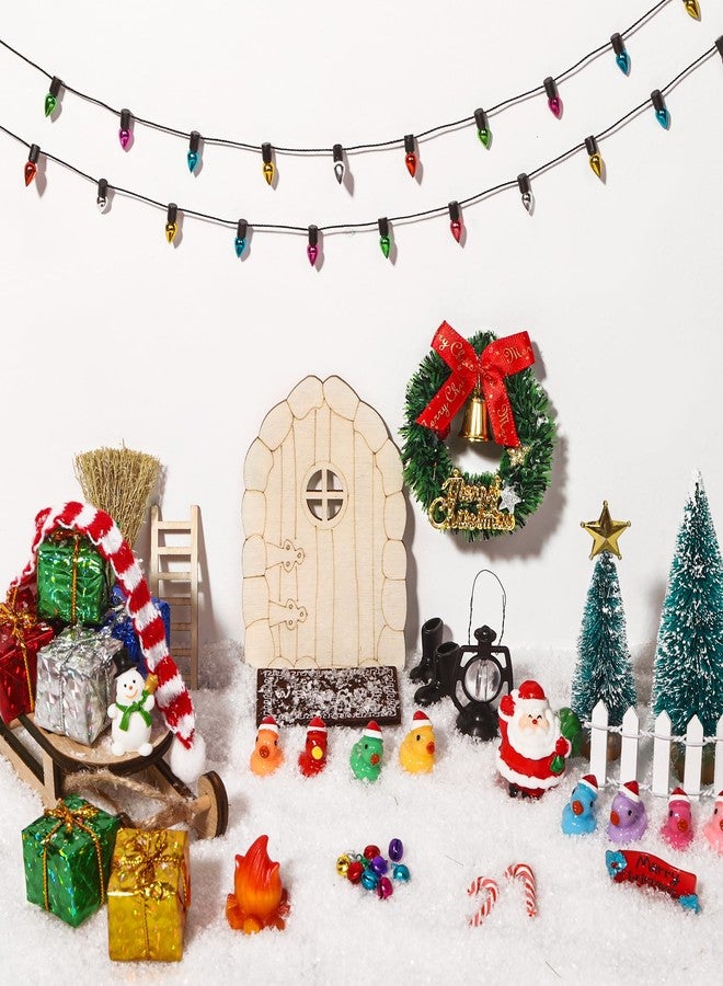 Celltestria 58Pcs Mini Christmas Door Decorations Sets Miniature Statues Wooden Door Tree Gift Boxes Wreath Santa Claus Snowman Accessories for Christmas Holiday Fairy Garden Decor - Image 2