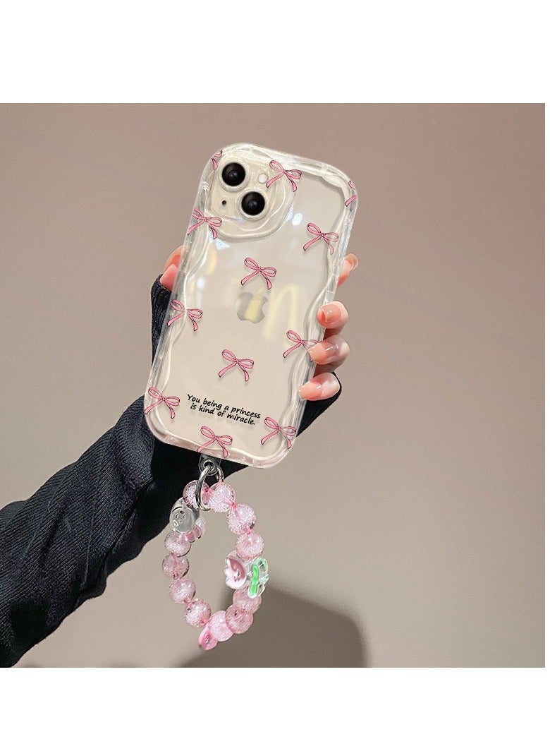 NIBEMINENT Minimalist Pink Bow Screen Protective TPU Case Cover For iPhone 17 Air, Minimalist Pink Bow With Pendant