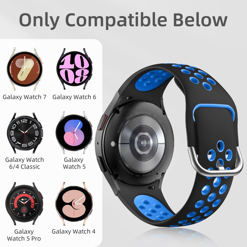 DAQIN 6 PACK No Gap Bands Only Compatible with Samsung Galaxy Watch 7/6/5/4 Band 40mm 44m/Watch 6 Classic 43mm 47mm/Galaxy Watch 5 Pro 45mm/4 Classic 42mm 46mm, 20mm Soft Silicone Sport Bands for Women Men - Image 4