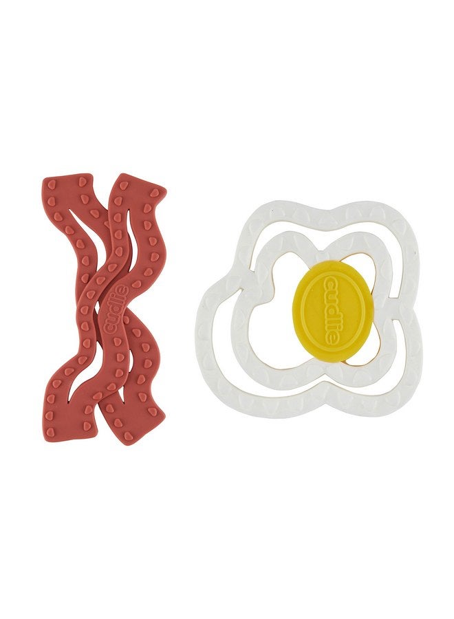 Cudlie 2-Pack Food Grade Silicone Teether - BPA Free, Fun Food Shapes for Soothing Baby's Sore Gums - Image 1