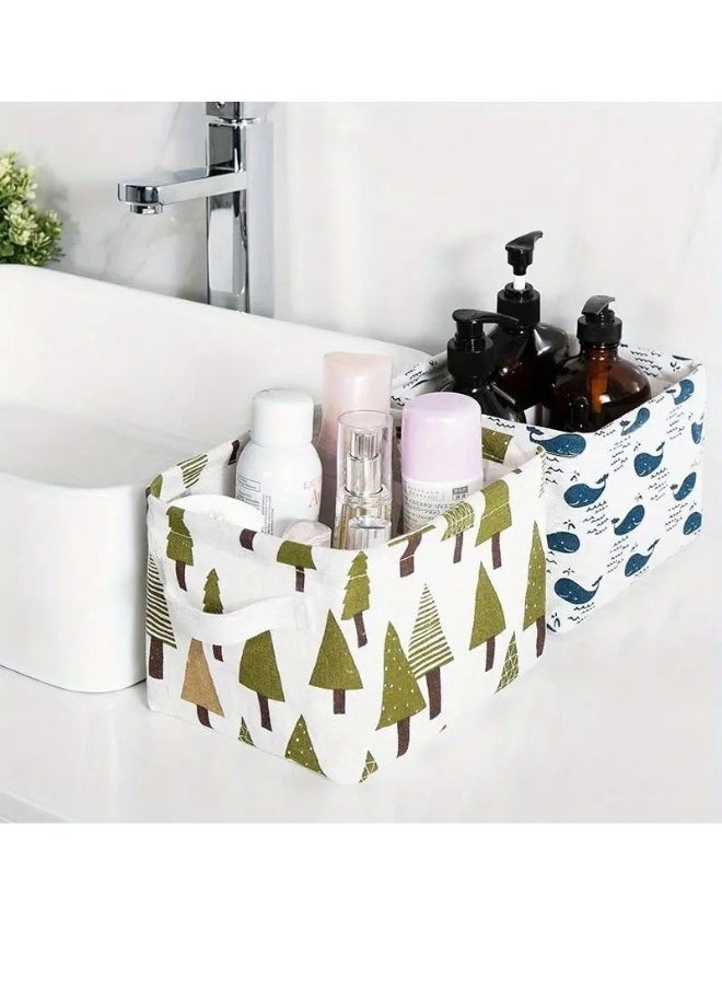 1pcs multi-functional storage box foldable fabric desktop storage basket 20*16*14cm