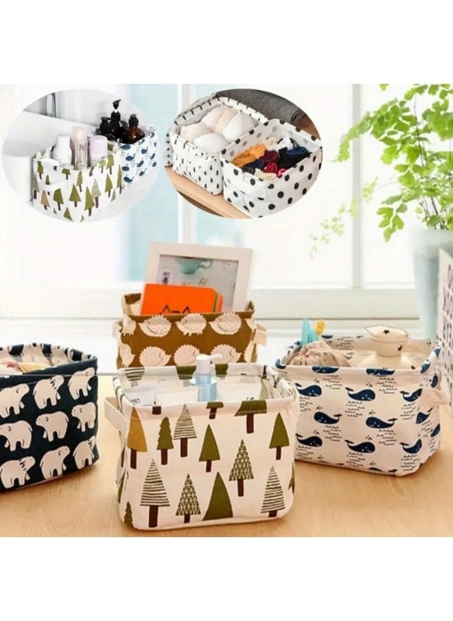 1pcs multi-functional storage box foldable fabric desktop storage basket 20*16*14cm
