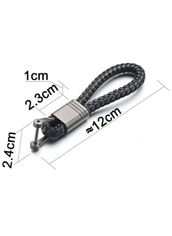 CONTACTS Contacts Black Braided Keychain Leather Strap Keyring Accessories PU Rope Keyring with Zinc Alloy (Pack of 1)  - Image 4