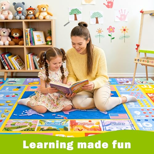 OHDS Kids Rugs for Playroom - Soft & Non-Slip 7x9 Feet Educational Rug for Learning ABC Alphabet, Numbers, Shapes & Map, Washable Classroom Rug for Toddler Nursery & Kids Room Decor - Image 4