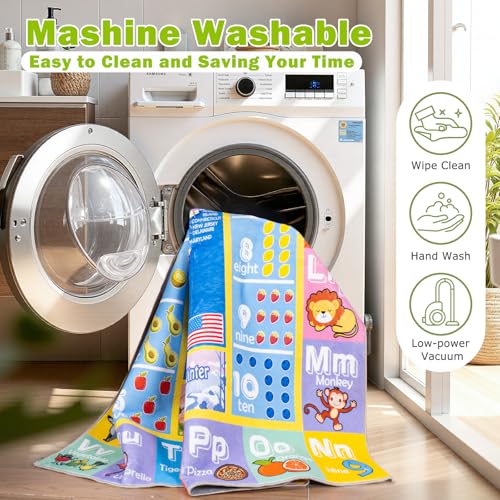 OHDS Kids Rugs for Playroom - Soft & Non-Slip 7x9 Feet Educational Rug for Learning ABC Alphabet, Numbers, Shapes & Map, Washable Classroom Rug for Toddler Nursery & Kids Room Decor - Image 5