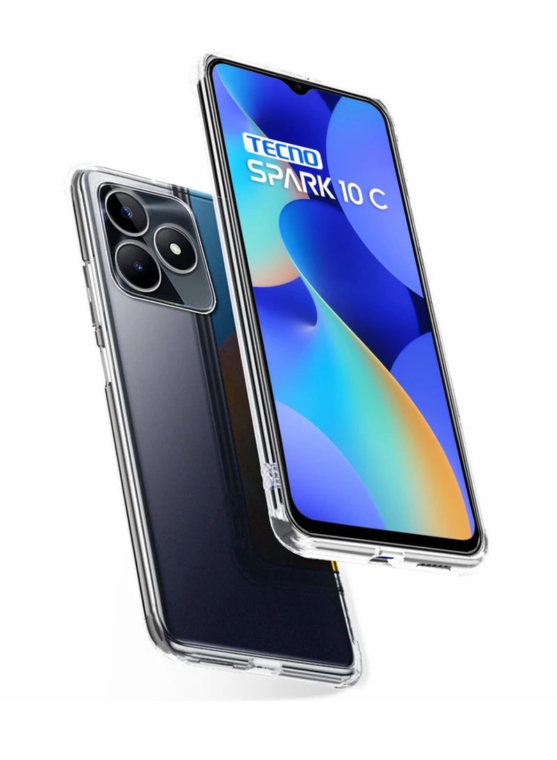 Techie جراب شفاف رفيع للغاية من مادة TPU ناعم بزاوية ناعمة لهاتف Tecno Spark 10 / 10C، مقاوم للصدمات ومضاد لبصمات الأصابع، غطاء خلفي شفاف واقٍ - Image 2