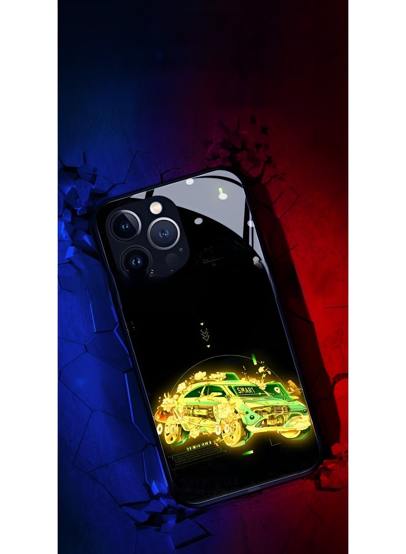 REOCLE iPhone 13 Case Colorful Luminous Tempered Glass Mobile Phone Protective Case with Voice Control Call Flash Personalized Phone Case for Cool Women and Trendy Men - Image 3