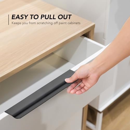 Ravinte Hardware 10 Pack Black Cabinet Handles, 7.8 Inch (200mm) Finger Edge Pulls, 6-1/4 Inch Hole Center, Finger Pulls for Cabinets - Image 4