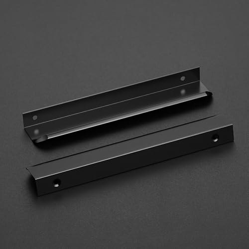 Ravinte Hardware 10 Pack Black Cabinet Handles, 7.8 Inch (200mm) Finger Edge Pulls, 6-1/4 Inch Hole Center, Finger Pulls for Cabinets - Image 2