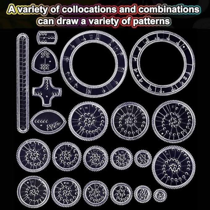 SPIROGRAPH, DRAWING SPIROGRAPH SET, SPIROGRAPH DELUXE SET WITH 22 PAINTING MAGIC SPIRAL, ART DRAWING KIT, GEOMETRIC DRAWING RULER, CREATIVE DELUXE DRAWING SET FOR ADULTS AND KIDS - Image 5