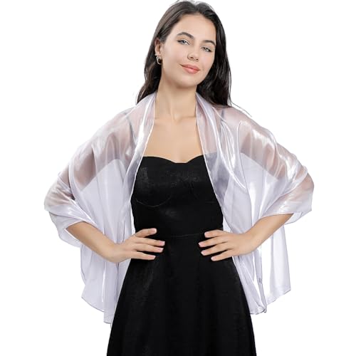 Ladiery Silky Shawls and Wraps for Evening Dresses: Women Sheer Soft Bridesmaid Wedding Formal Party Organza Shawl - Image 4