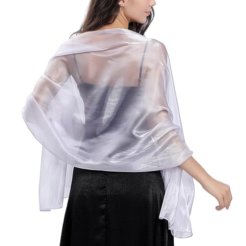 Ladiery Silky Shawls and Wraps for Evening Dresses: Women Sheer Soft Bridesmaid Wedding Formal Party Organza Shawl - Image 1