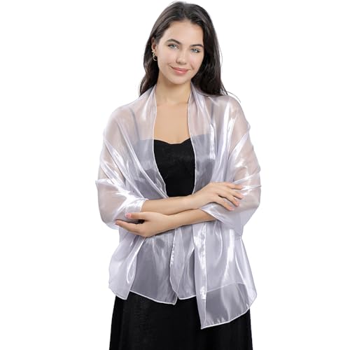 Ladiery Silky Shawls and Wraps for Evening Dresses: Women Sheer Soft Bridesmaid Wedding Formal Party Organza Shawl - Image 3