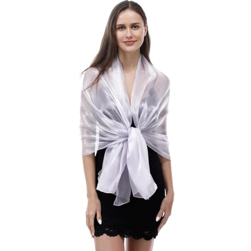 Ladiery Silky Shawls and Wraps for Evening Dresses: Women Sheer Soft Bridesmaid Wedding Formal Party Organza Shawl - Image 5
