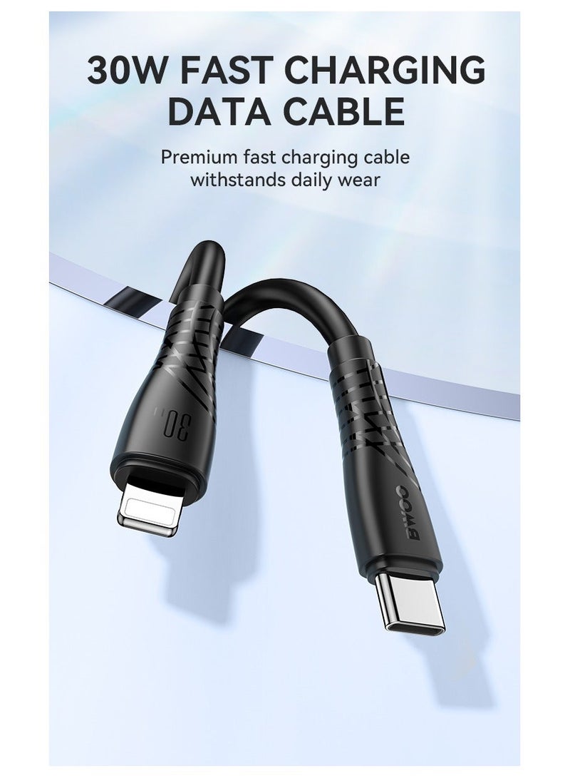 بوو كابل بيانات شحن سريع من Type-C إلى Lightning أسود - Image 1