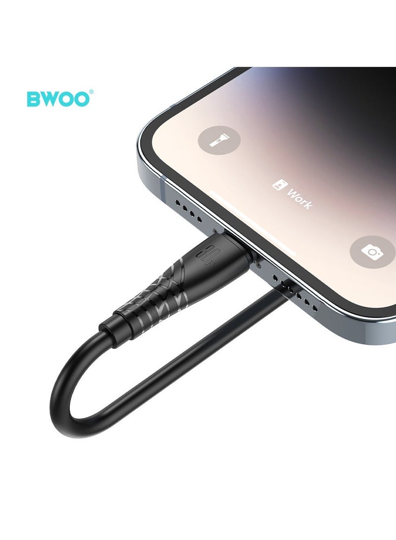 بوو كابل بيانات شحن سريع من Type-C إلى Lightning أسود - Image 4