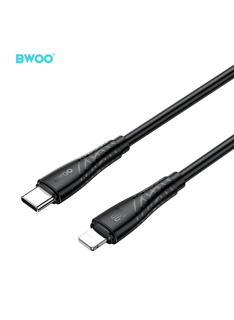 بوو كابل بيانات شحن سريع من Type-C إلى Lightning أسود - Image 3