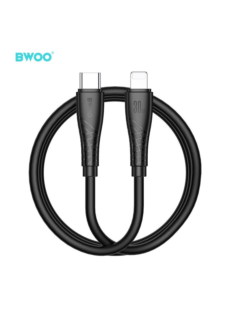 بوو كابل بيانات شحن سريع من Type-C إلى Lightning أسود - Image 2