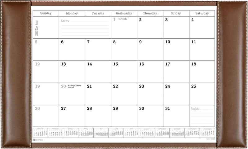 Dacasso Leather Desk Calendar pad 34 x 20 Rustic Brown - Image 1