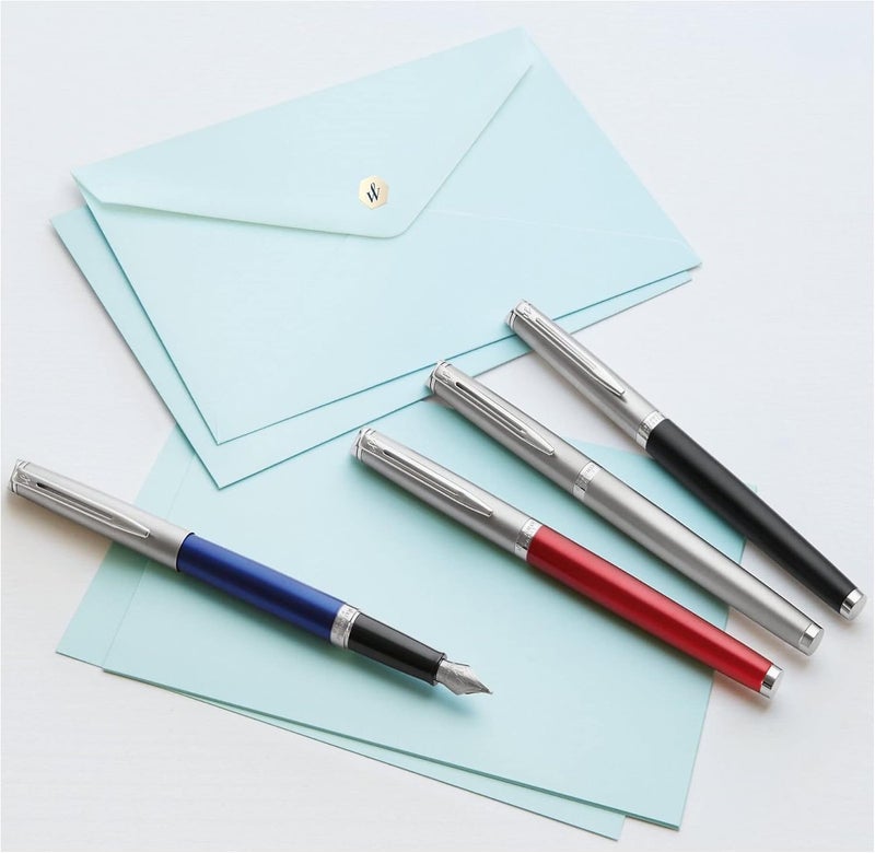 Waterman Hemisphere Essential Ballpoint Pen - Matte Stainless Steel and Red Barrel with Chrome Trim - Image 4
