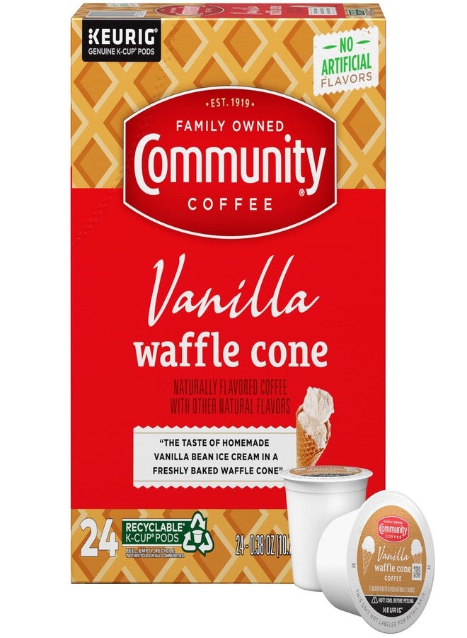 Community Coffee Vanilla Waffle Cone Ice Cream Flavored, 24 Count Coffee Pods, Compatible with Keurig 2.0 K-cup Brewers, 24 Count (Pack of 1) - Image 1