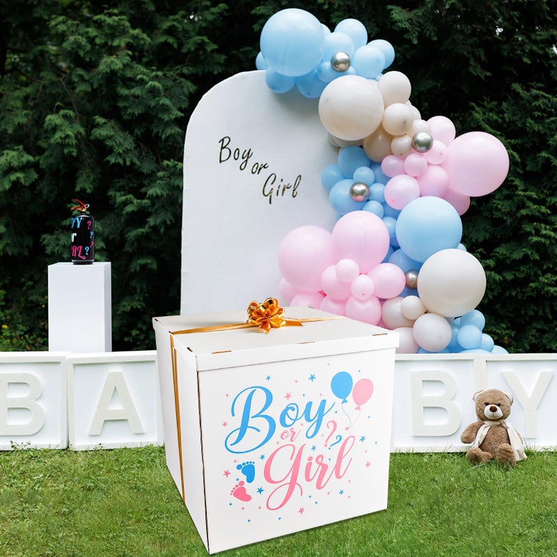 gisgfim 28 Inches Extra Large Gender Reveal Gift Box Kit with Oversized One Sided Printing Box Giant Pull Bows Balloon Ribbon for Gender Reveal Baby Shower Birthday Party Decor Supplies Not for Heavy-Duty - Image 5