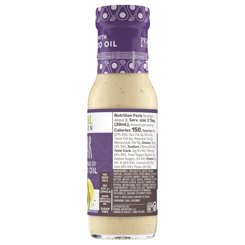 Primal Kitchen صلصة تتبيل سلطة سيزر من برايمال كيتشن وزيت الأفوكادو، معتمدة من Whole30، صديقة للباليو، ومعتمدة كيتو، 8 أونصات سائلة - Image 2