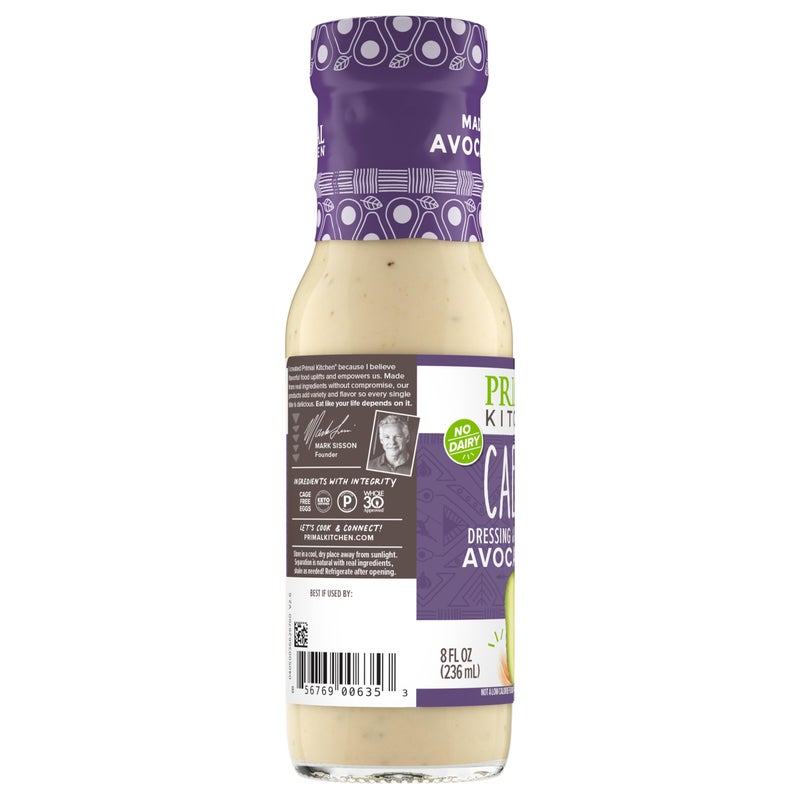 Primal Kitchen صلصة تتبيل سلطة سيزر من برايمال كيتشن وزيت الأفوكادو، معتمدة من Whole30، صديقة للباليو، ومعتمدة كيتو، 8 أونصات سائلة - Image 3