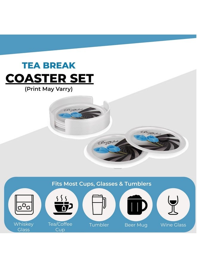 aaKaR - Tea Break Coaster -Printed Round Coaster with Stand - Set of 6 - Image 5
