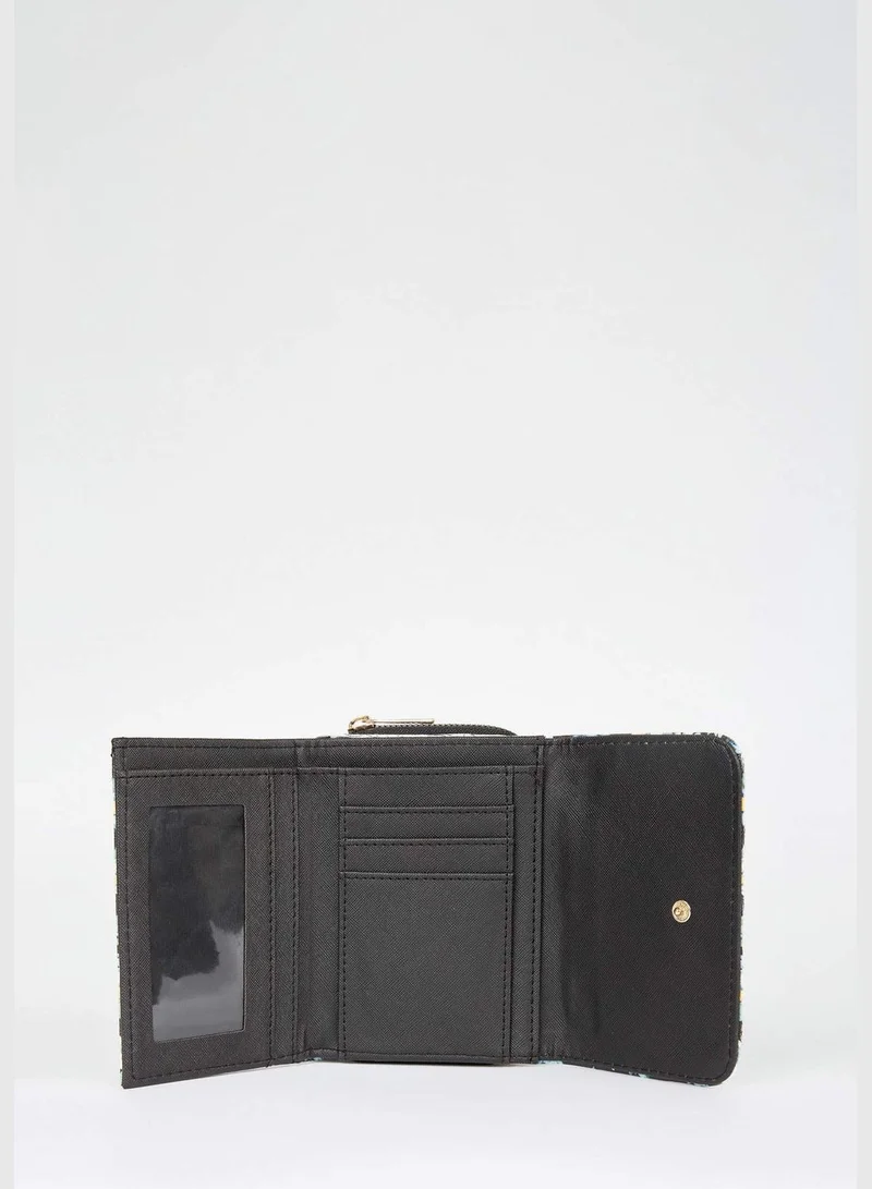 DeFacto Faux Leather Floral Print Zip On Wallet