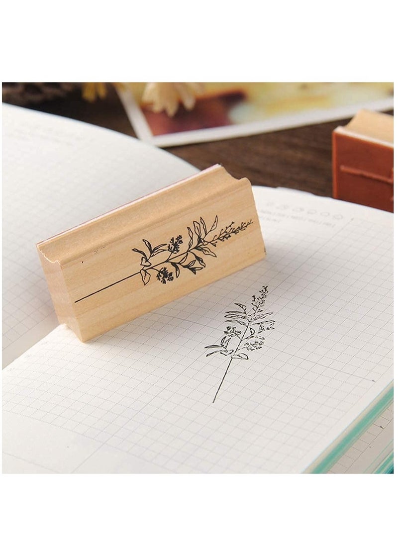 SYOSI 8 Pieces Wood Mounted Rubber Stamps Plant Flower Vintage Lotus Series Decorative Wood Rubber Seal Stamp for DIY Craft Letters Diary and Craft Scrapbooking Gift Wrapping and Cards  - Image 5