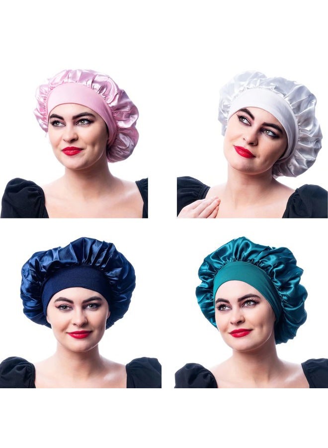 Tergy 12pcs Satin Bonnet Caps for Women Solid Color Hair Bonnets for Sleeping Elastic Band Bonnet Hats for Black Women Hair Care, Multicolor - Image 4