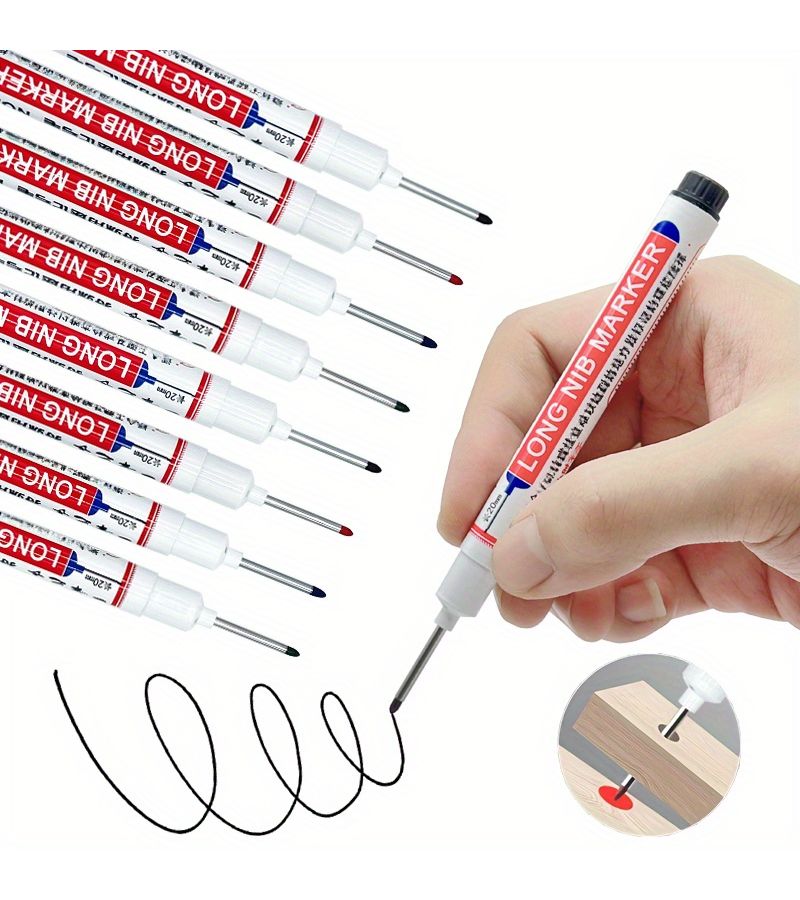 Set of 6 Black Quick Drying Oil Based Marking Pens for Deep Holes - Image 2