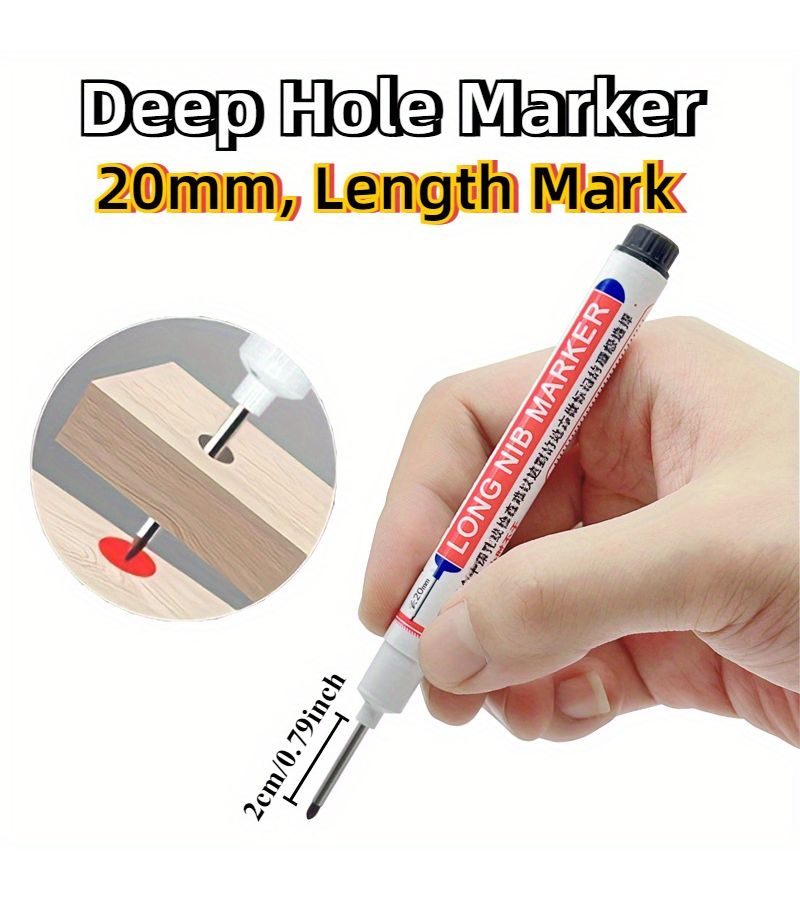 Set of 6 Black Quick Drying Oil Based Marking Pens for Deep Holes - Image 4