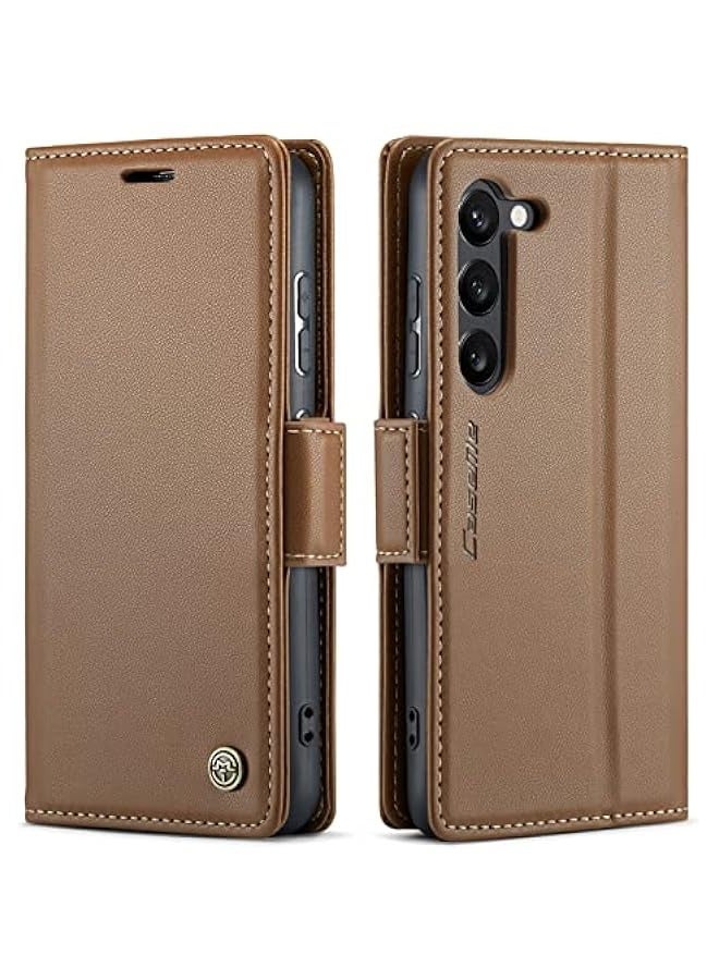 CaseMe Samsung Galaxy S24 Plus Wallet Case - Premium PU Leather RFID Blocking Flip Folio Cover with Credit Card Slots, Kickstand, and Shockproof Protection - Brown  - Image 1
