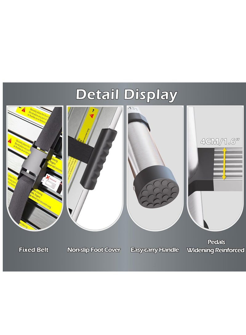 "Telescopic Ladder, 3.8M Stainless Steel Thickened High-Strength Ladder, Loft Ladder with Non-Slip Feet, Portable Extendable Ladders, Adjustable Height Folding Ladder for Roof, Attic, Caravans." - Image 3