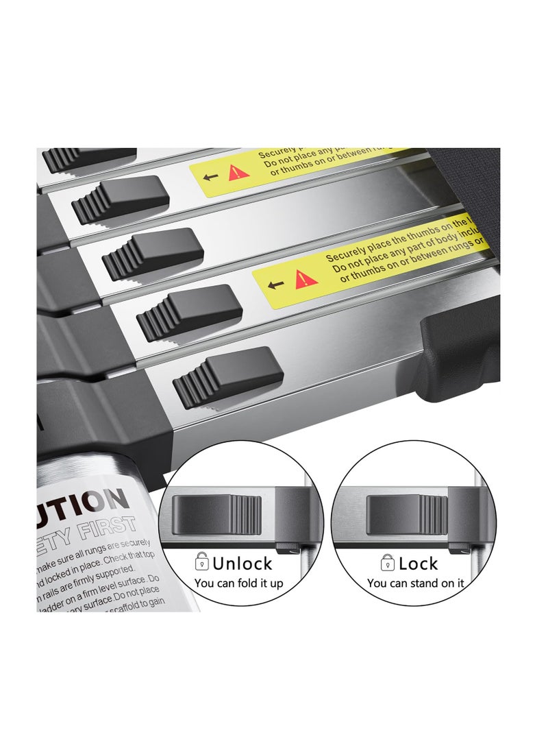 "Telescopic Ladder, 3.8M Stainless Steel Thickened High-Strength Ladder, Loft Ladder with Non-Slip Feet, Portable Extendable Ladders, Adjustable Height Folding Ladder for Roof, Attic, Caravans." - Image 5