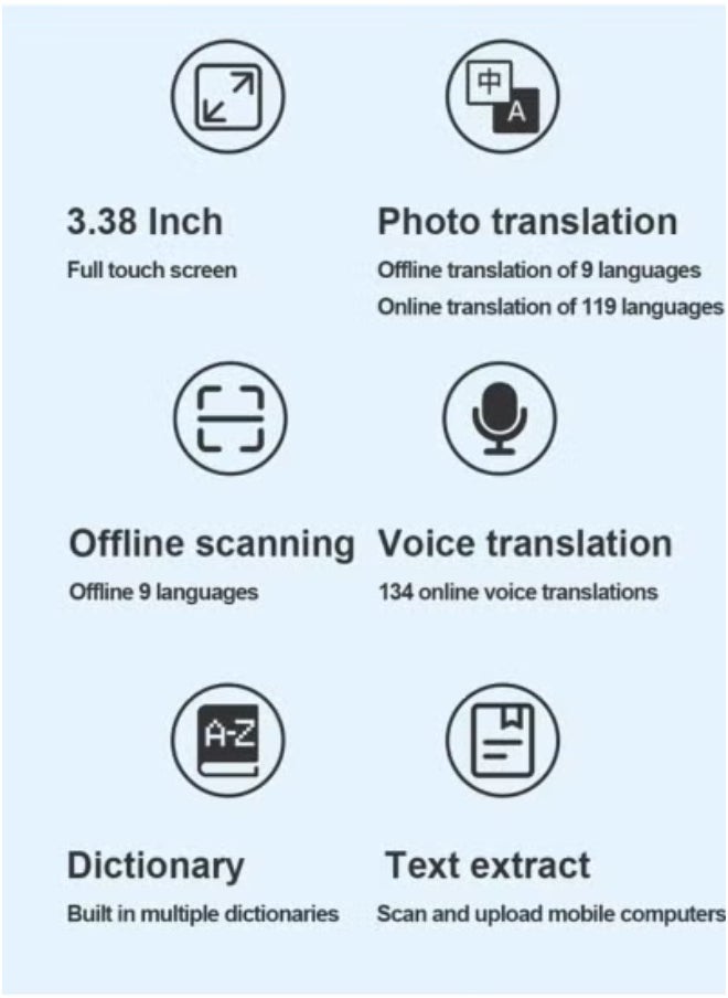 JAJEEK - Translator Pen Scanner Device with 134 Languages – 3.38" Full Touch IPS Screen | Wireless OCR Text to Speech Pen with Camera & Speaker | WiFi Reading Pen for Dyslexia, 9 Offline Languages, Image-to-Text Function & 8GB Storage – Black - Image 1